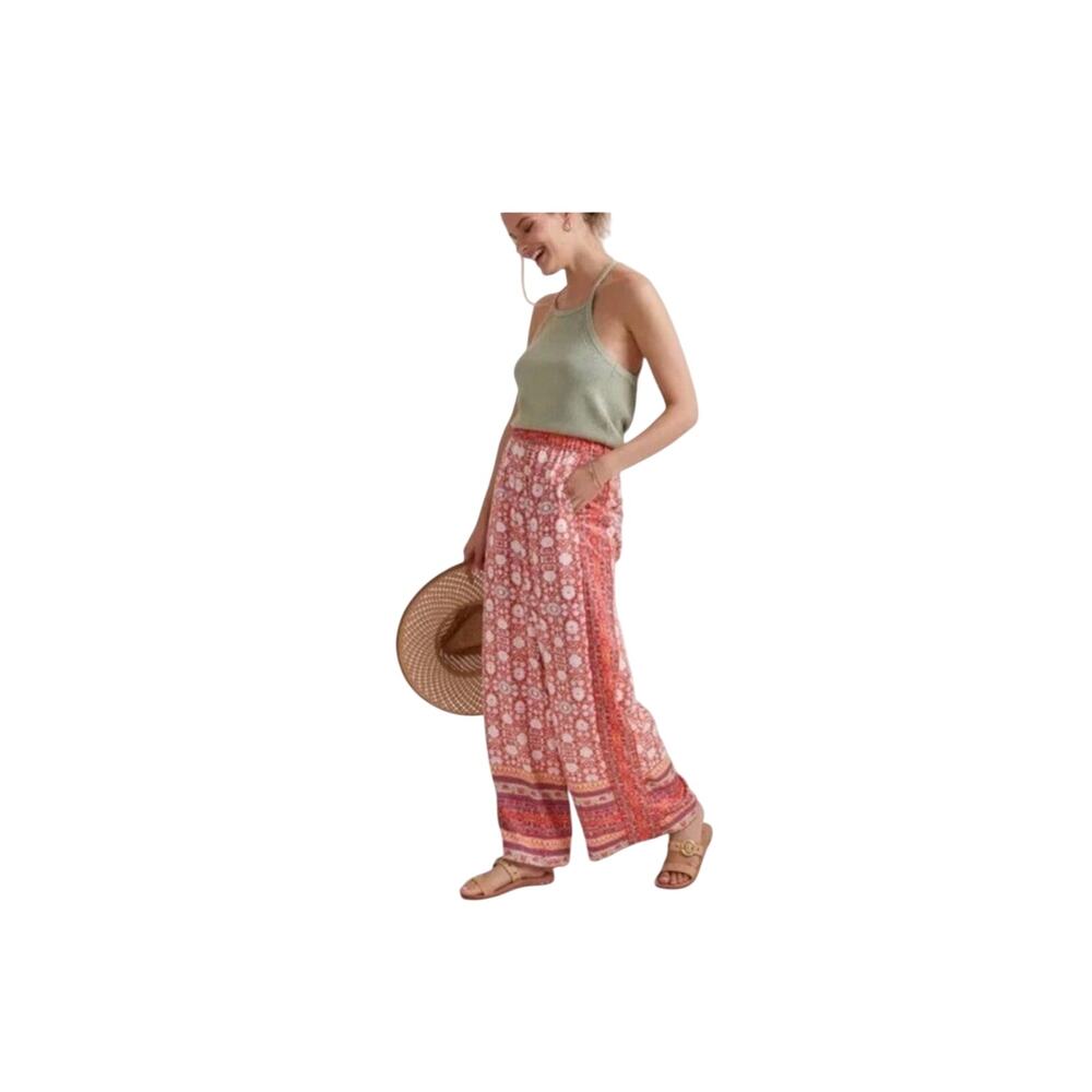 Anthropologie Vale Boho Pattern Elastic Waist Wide Leg Pant Size S